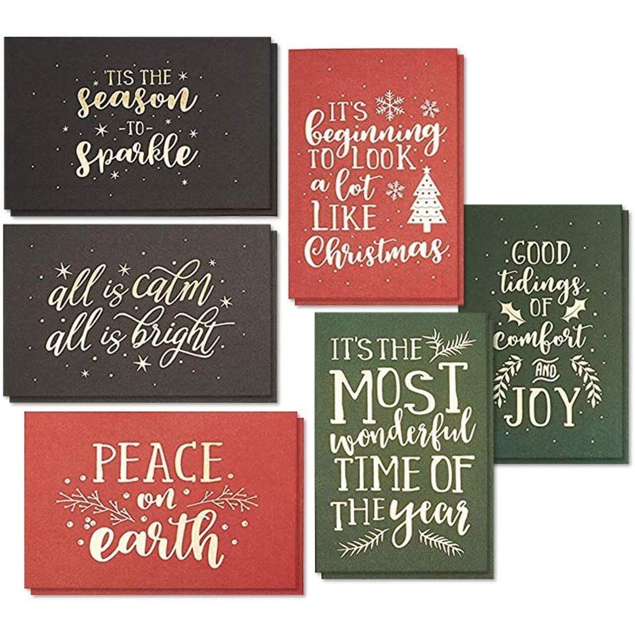 24 Pack Christmas Cards Boxed with Envelopes 4x6 in, Assorted Xmas Greetings Notes, Bulk Gift Set for Holiday